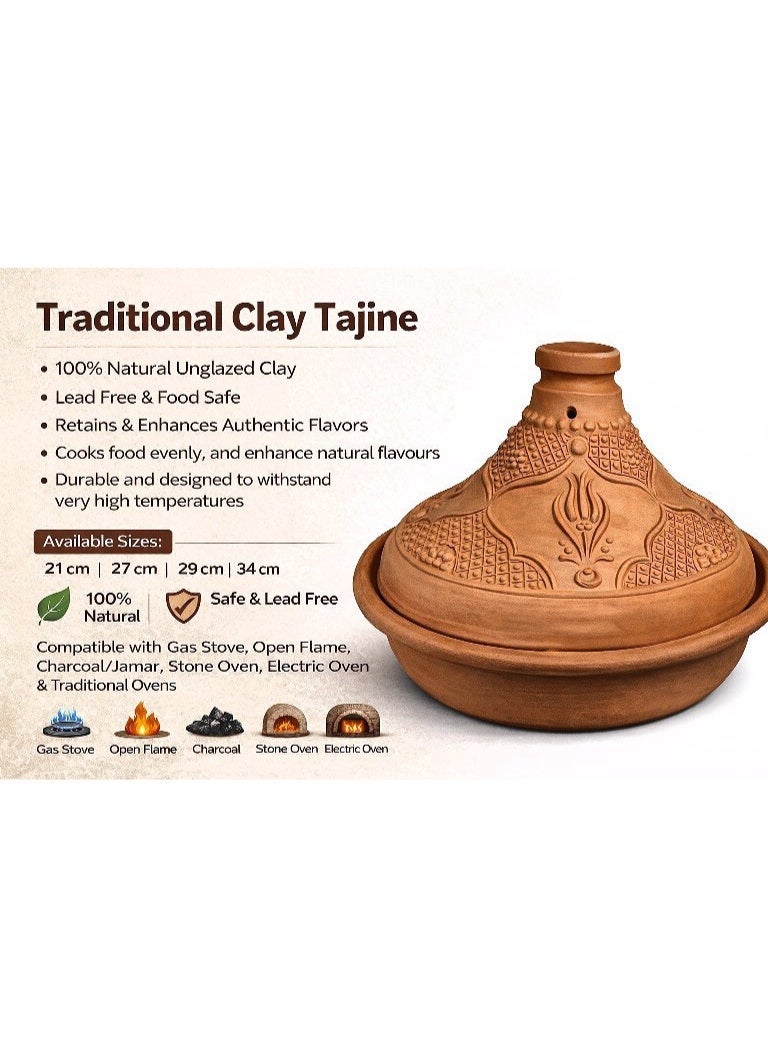 AVANOS traditional Clay Tajine Pot Natural Unpainted and Lead Free Clay - Image 2